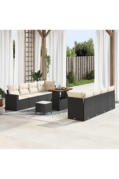 vidaxl Set de canapele pentru gradina 11 pcs Negru poliratan