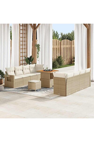 vidaxl Set de canapele pentru gradina 11 pcs Bej Rattan poli