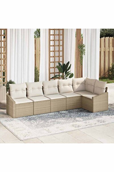 vidaxl Set de canapea cu perna 6 pcs Bej poliratan