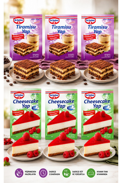 Dr. Oetker 3 Adet Cheesecake Yap 222 Gr+ 3 Adet Tiramisu Yap 91 Gr