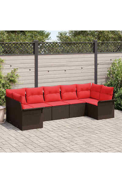 vidaxl Set de canapele pentru gradina 7 pcs Maro Rattan poli