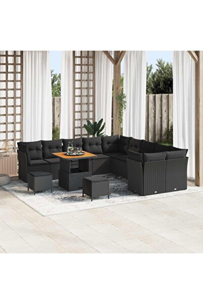 vidaxl Set de canapele pentru gradina 13 pcs Negru poliratan