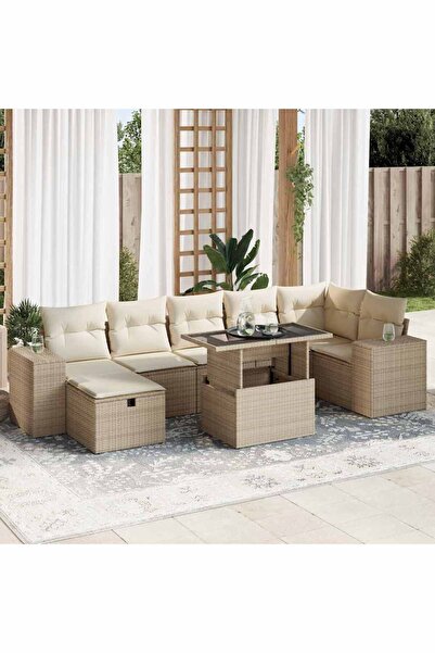 vidaxl Set canapele de gradina cu perne, 5 piese, bej, poliratan