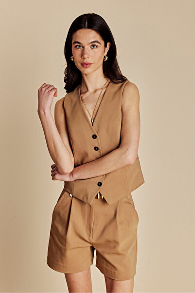 BROOKS BROTHERS Kadın Camel Toka Detaylı Yelek