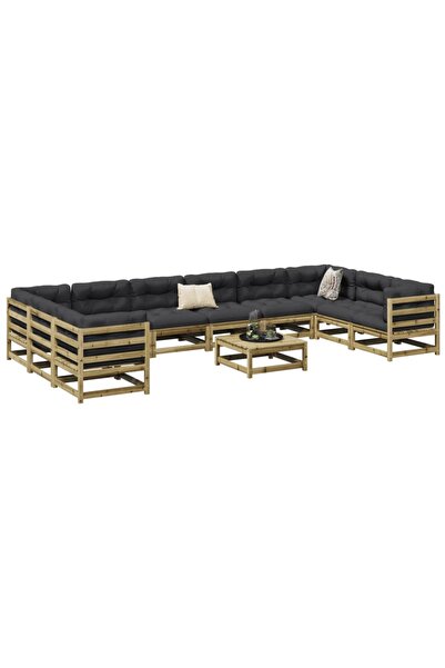 vidaxl Set canapea de gradina, 11 piese, lemn de pin tratat