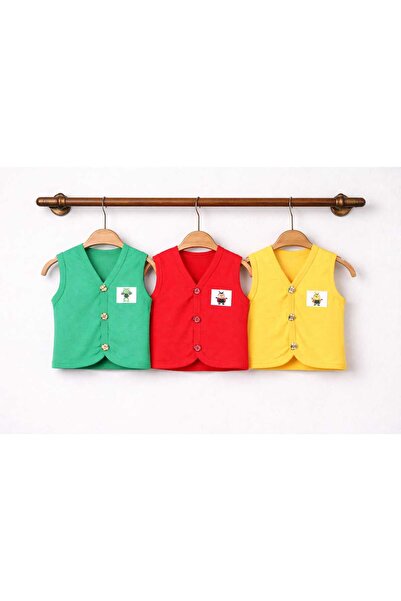 neocotton 3-Piece Cotton Combed Cotton Buttoned Unisex Baby Kids Vest