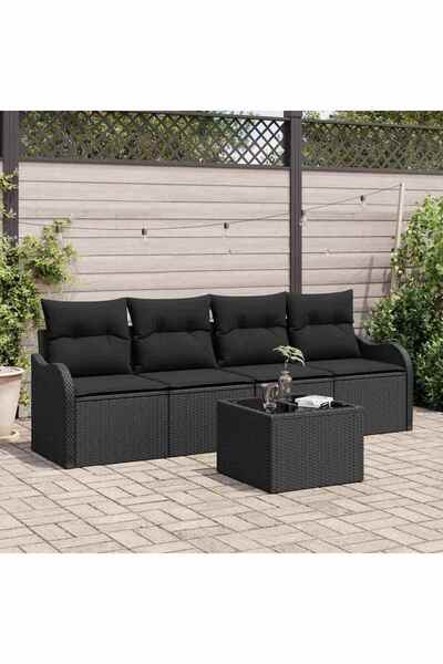vidaxl Set de canapele pentru gradina Negru poliratan