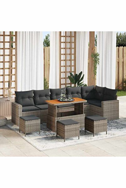 vidaxl Set de canapele pentru gradina 10 pcs Gri poliratan