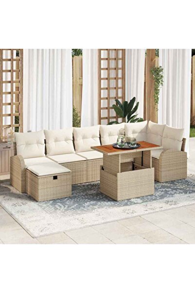 vidaxl Set de canapele pentru gradina 8 pcs Bej poliratan