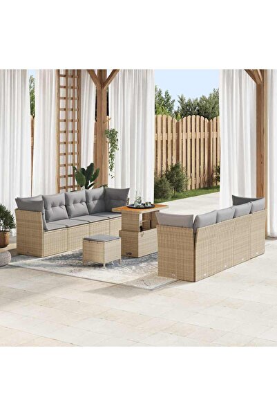 vidaxl Set de canapele pentru gradina 11 pcs Bej poliratan
