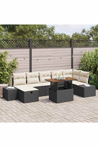 vidaxl Set de canapele pentru gradina 8 pcs Negru poliratan