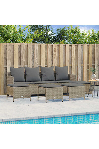 vidaxl Set canapele de gradina cu perne, 5 piese, bej, poliratan