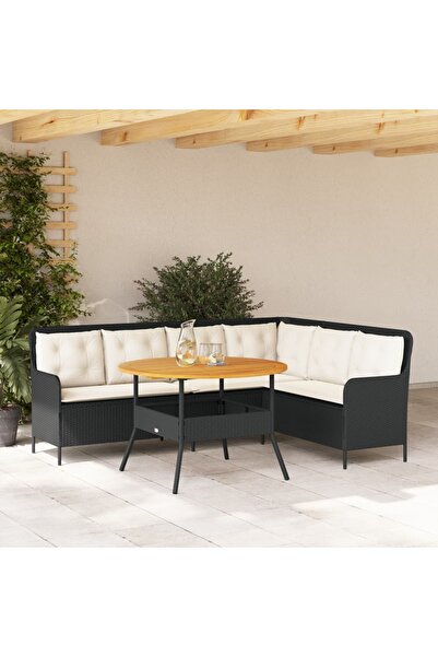 vidaxl Set canapele de gradina cu perne, 2 piese, negru, poliratan