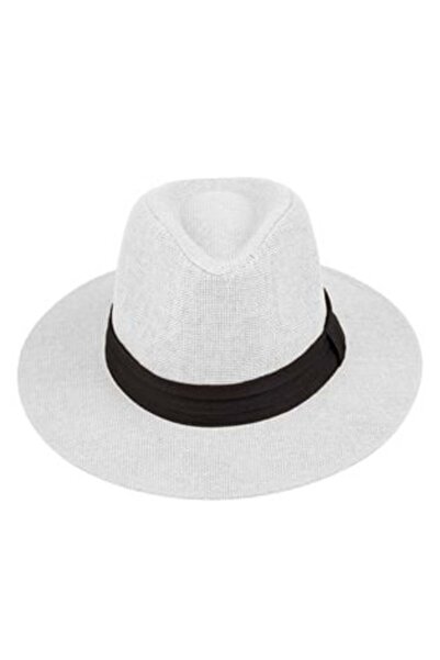 SHOPIENS Unisex White Panama Hat with Black Belt