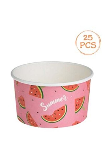 SHOPIENS Boluri din carton roz cu model pepene verde  "Vară " 240 ml - 12 bucăți