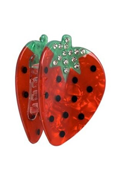SHOPIENS Strawberry Shaped Hair Clip with Rhinestones 4 x 6 cm