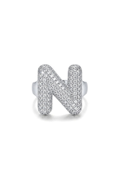 h&b design jewel خاتم من الفولاذ على شكل حرف N