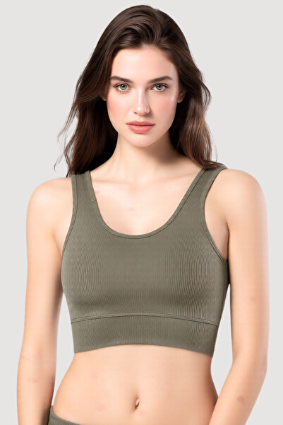 Pearlune Women's Ribbed Sports Bustier & Crop Tank Top - Flexible for Daily &...