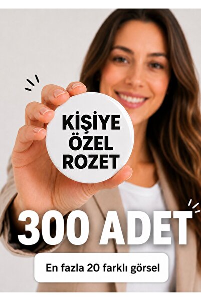 Punky Store 300 Adet Kişiye Özel Rozet Baskı 44 mm Fotoğraflı Logo İsimli Tas...