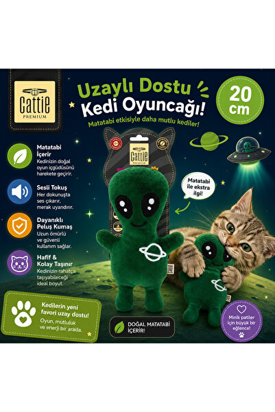 Cattie Premium Cattie Uzaylı Peluş Matatabili Kedi Oyuncağı