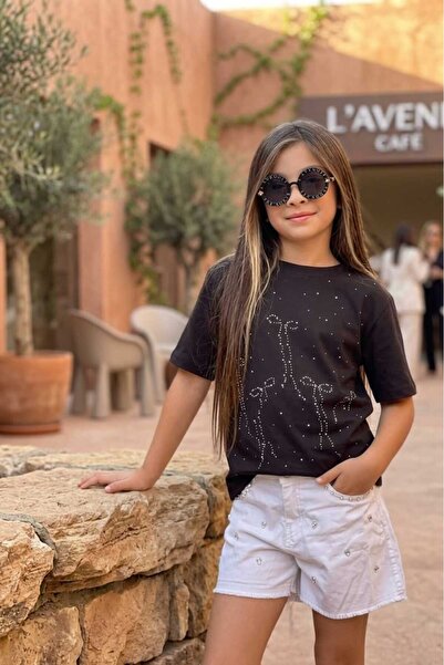 zavera for kids Κοριτσίστικο καλοκαιρινό σορτς με πέτρινη λεπτομέρεια, σετ δύ...
