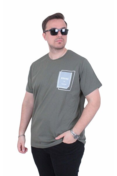 MocGrande Men's Large Size Crew Neck T-Shirt Bnhnp 26157 Khaki