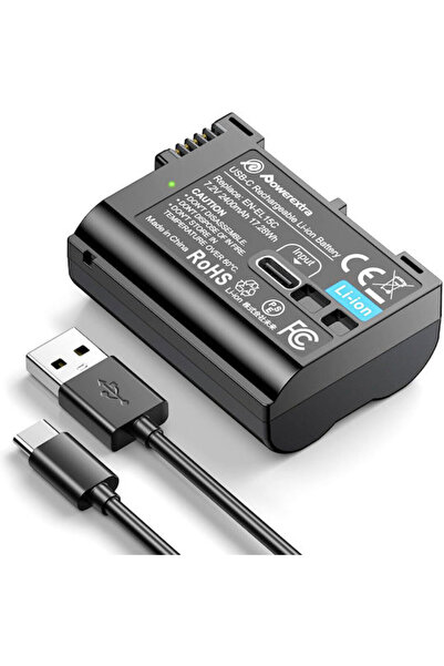 powerextra EN-EL15C Μπαταρία 2400mAh με γρήγορη φόρτιση Type-C, Συμβατή με Nikon