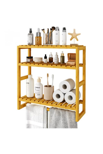 Nobrand Raft de Baie Bamworld – Organizator din Bambus cu 3 Niveluri pentru E...