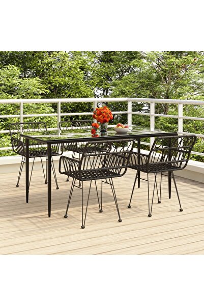 vidaxl Garden furniture set, 5 pieces, black, polyrattan