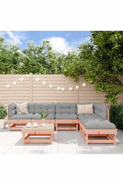 vidaxl Set mobilier de gradina cu perne, 7 piese, lemn masiv douglas
