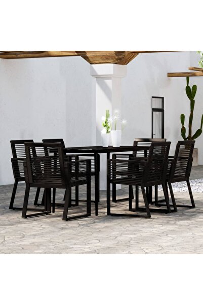 vidaxl Set de mobilier pentru gradina, 7 piese, negru