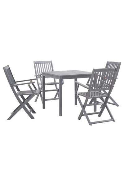 vidaxl Set mobilier de gradina, 5 piese, gri, lemn masiv de acacia