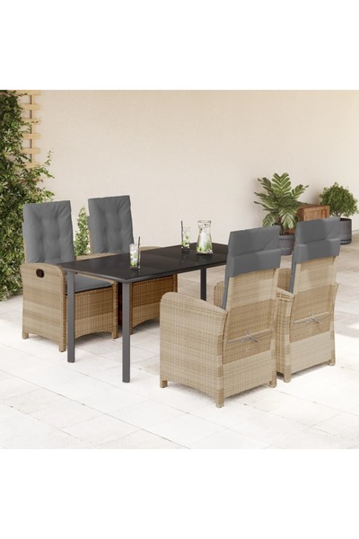 vidaxl Set mobilier pentru gradina, 5 piese, cu perne, bej, poliratan