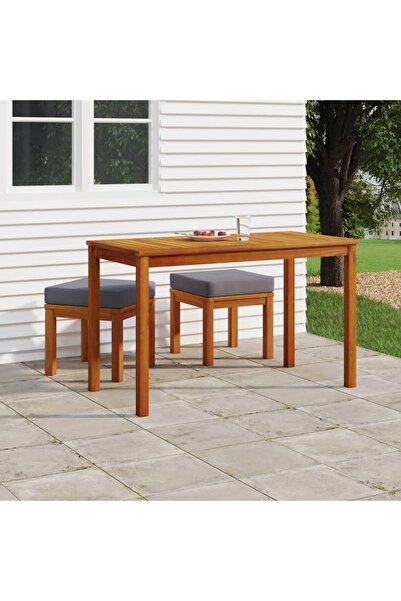 vidaxl Set sufragerie de gradina, 3 piese, cu perne, lemn masiv acacia