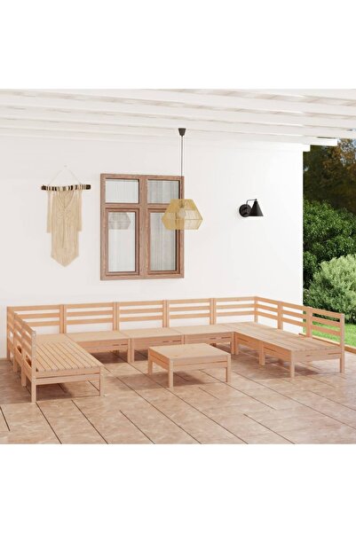 vidaxl Set mobilier de gradina, 10 piese, lemn masiv de pin