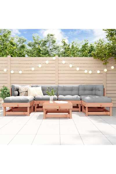 vidaxl Set mobilier de gradina cu perne, 7 piese, lemn masiv douglas