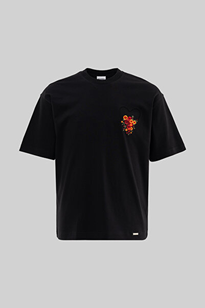 Machinist Tricou interlock brodat pentru bărbați, negru