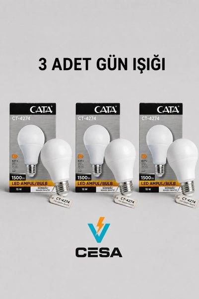 Cata Ct Led Ampul Günışığı 3 Adet Ct-4274 3200k 15 Watt