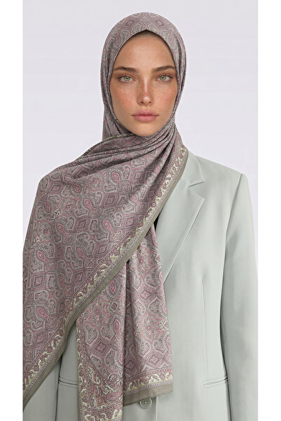 KARA Ahenk Patterned Cotton Shawl - Green / Pink