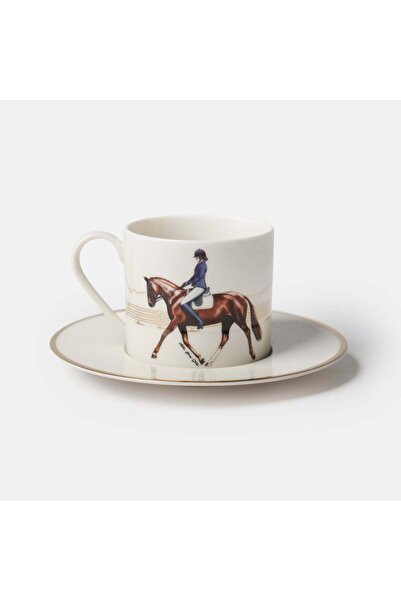 VİTELLİ Equestrian Mavi Ceket Porselen Çay Fincanı 2 Parça Tek Kişilik 180 ml