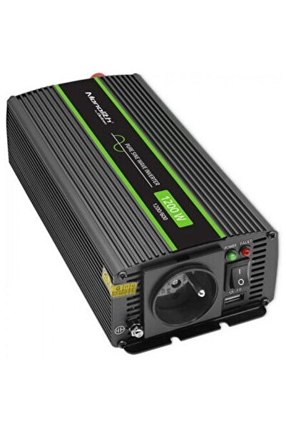 Qoltec Invertor cu undă sinusoidală pură Monolith, 600W, 1200W