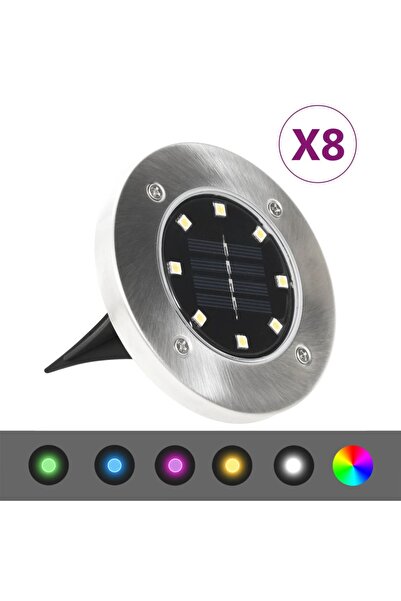 vidaxl Lampi solare pentru sol, 8 buc., cu LED-uri RGB, colorate