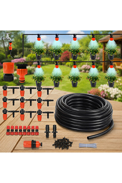 MODALITE Furtun gradina 20 metri cu 20 duze reglabile, Pulverizare tip perdea...