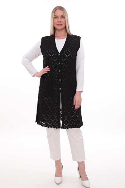 İKSUN Women's Mercerized Pocketed Buttoned Rolax Knitwear Seasonal Long Mothe...