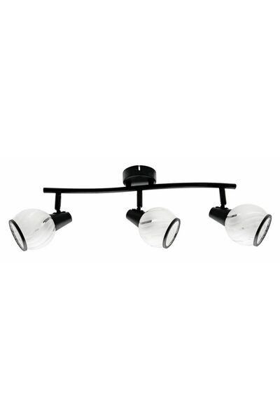 Reality Bară de tavan Megan Black cu 3 lumini și abajururi din sticlă, lampă ...