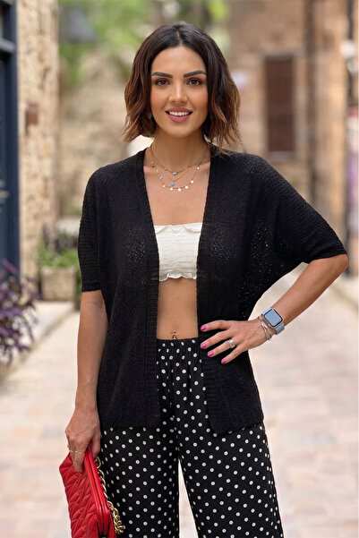 Nevin Kaya Moda Black Summer Mercerized Cardigan
