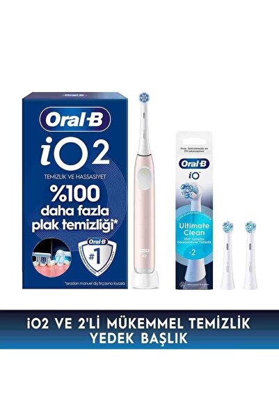 Oral-B iO2 Pembe Elektrikli/Şarjlı Diş Fırçası 2 Yedek Başlıklı Üstün Temizli...