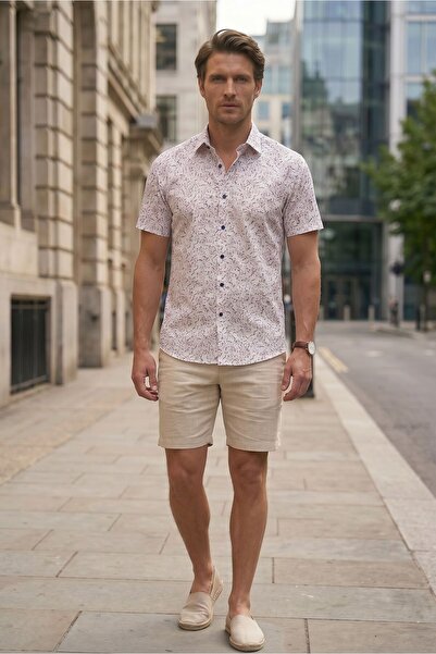 Louis Fabel Micro-Divided Floral Short Sleeve Men's Shirt