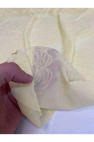 EGE DESIGN Tulle Full Lycra Flock Printed Yellow
