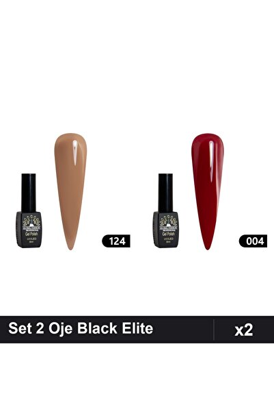 Makeup Set 2 Oje Semipermanente Black Elite 8ml, Nuante 124 004, Manichiură U...